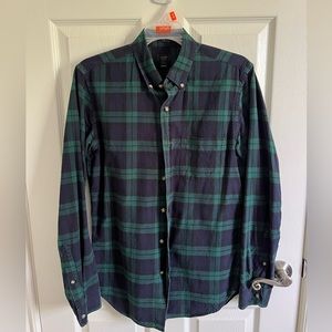 Jcrew slim black watch plaid oxford shirt